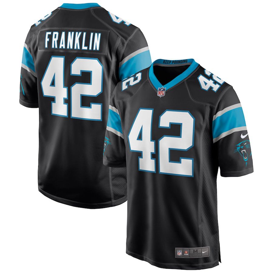 Men Carolina Panthers 42 Sam Franklin Nike Black Game NFL Jersey